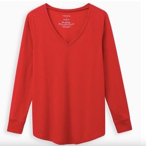 TORRID GIRLFRIEND SIGNATURE JERSEY V-NECK LONG SLEEVE TEE - Size 0X - EUC